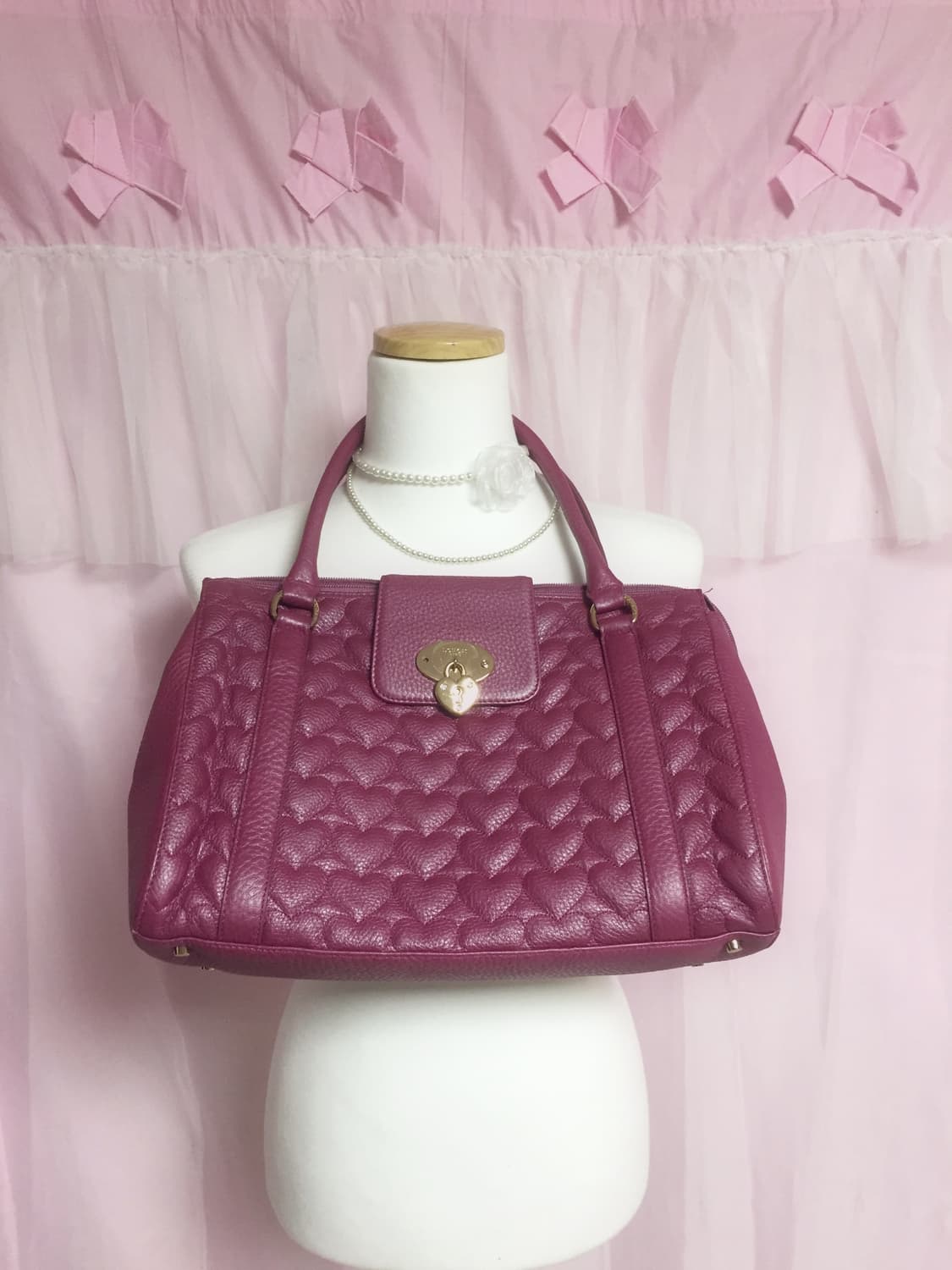 빈티지 러브캣 하트퀼팅 숄더백 상품이미지1