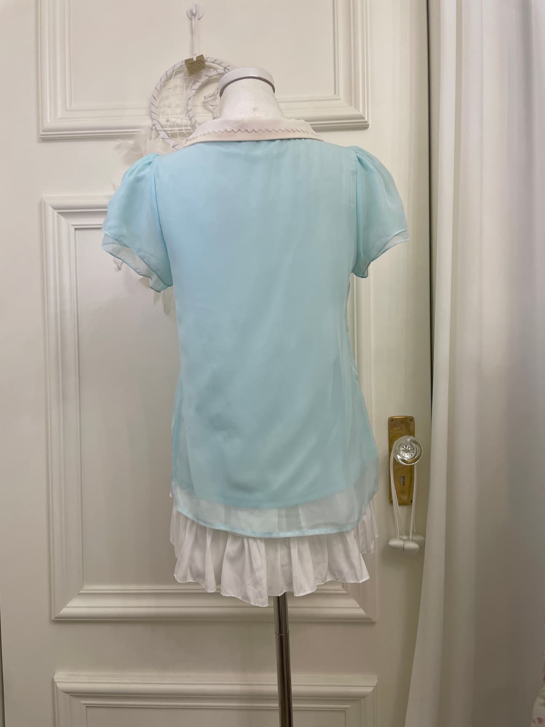 mint white collar flower point lovely bl 상품이미지3
