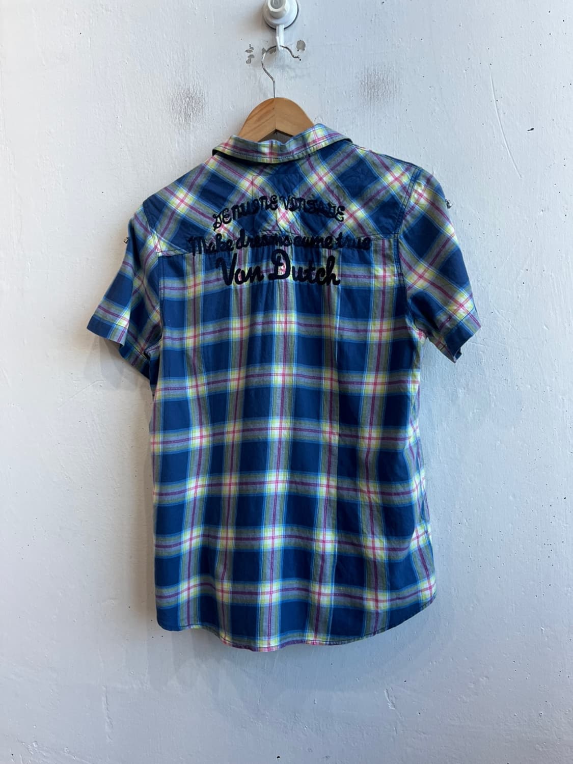 본더치 오픈카라 스터드 체크 반팔 셔츠 상품이미지2