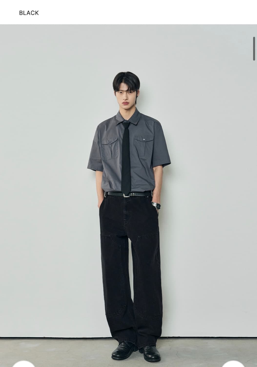 (XL) 아워데이즈 패치 카펜터 세미와이드 데님 팬츠 [BLACK] 상품이미지4