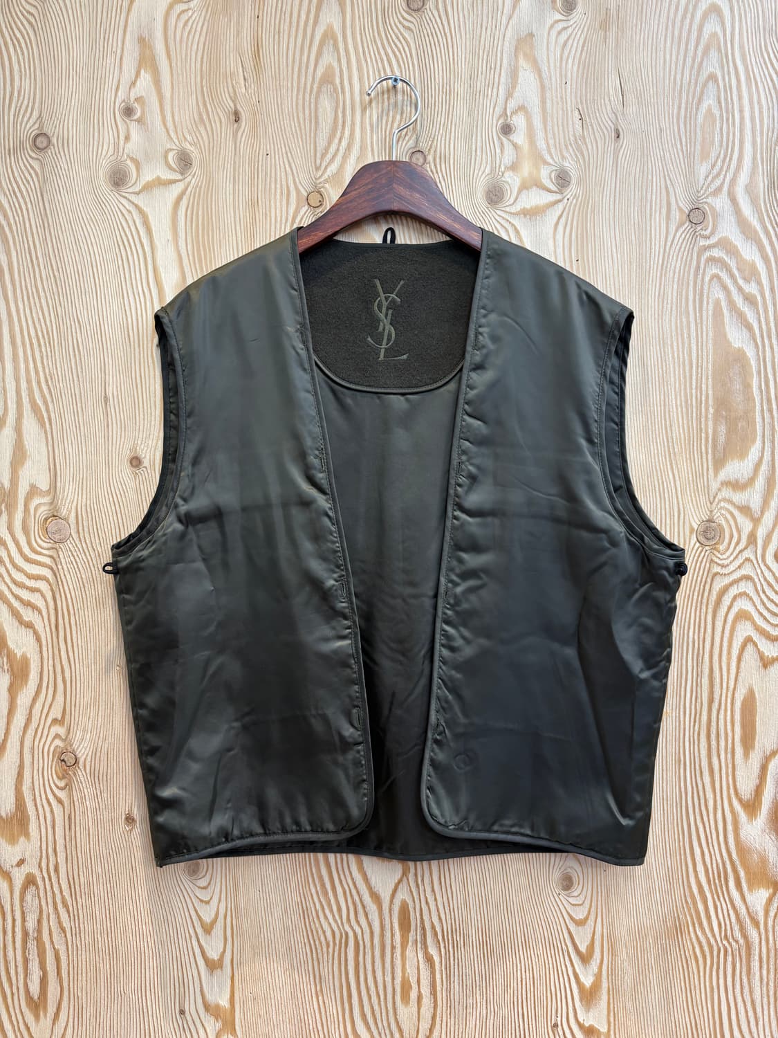 입생로랑 자수 로고 퍼 카라 모직 블루종 자켓 상품이미지4