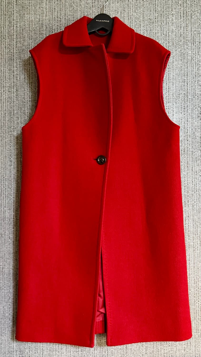 레드 싱글 버튼 조끼 베스트 롱코트 프리사이즈 크리스마스 상품이미지1