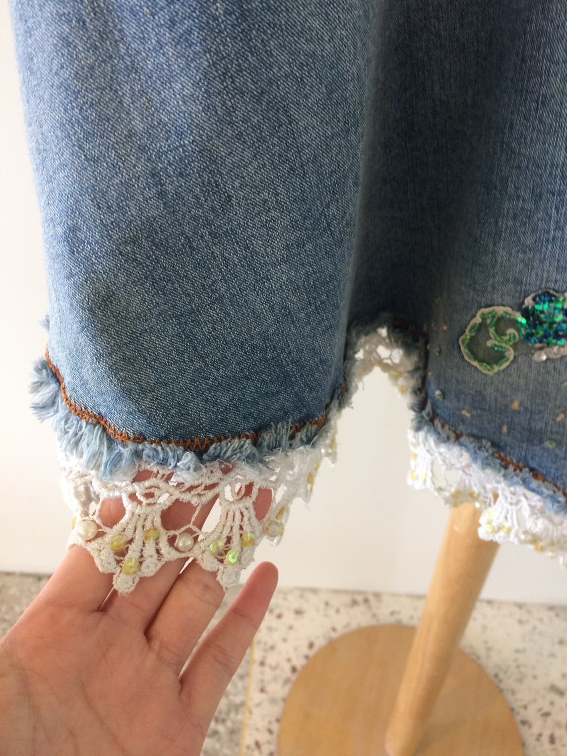 그런지 페어리 핀터레스트 스팽글 데님 스커트 상품이미지5