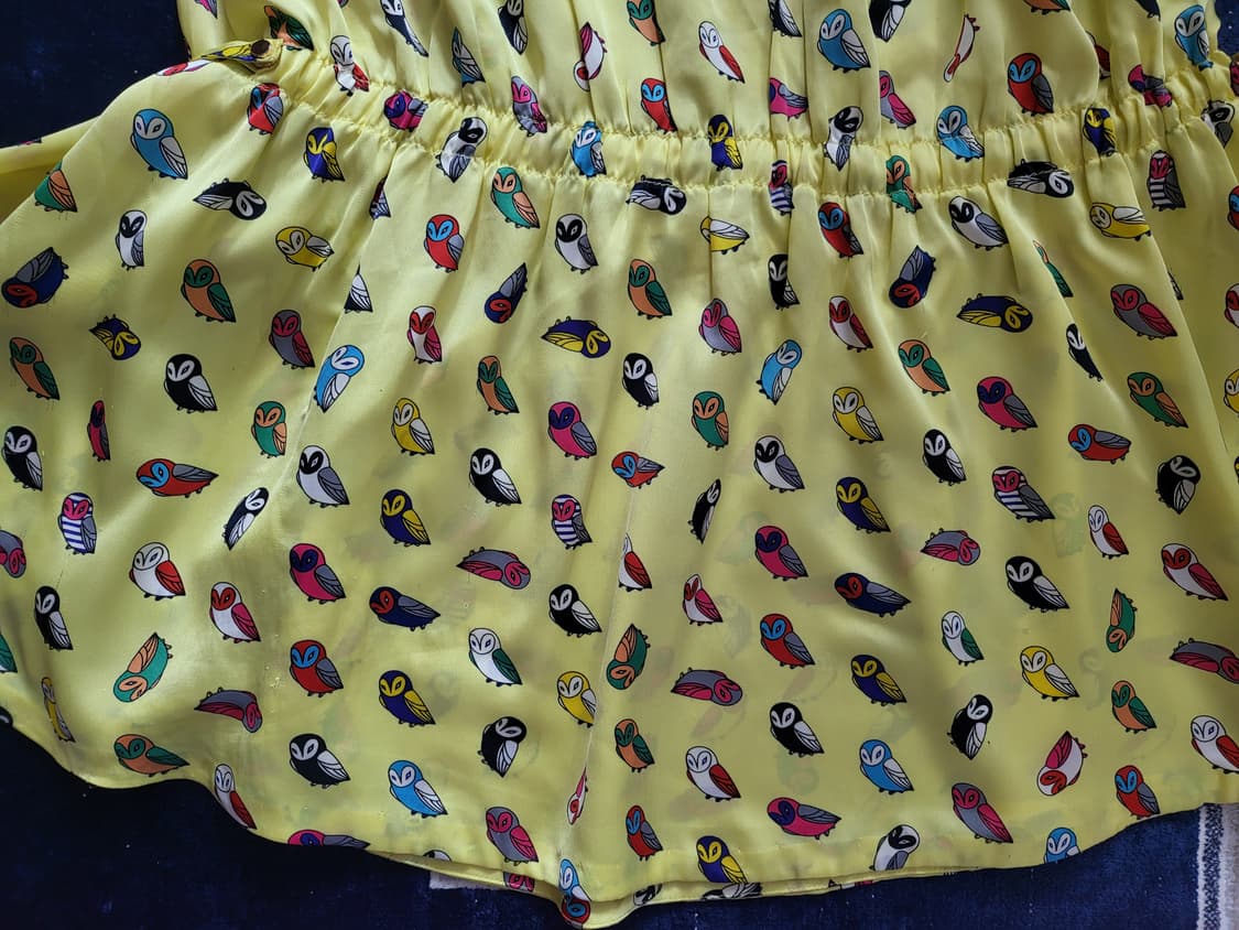 럭키슈에뜨 부엉이 패턴 로우 웨이스트 원피스 상품이미지8