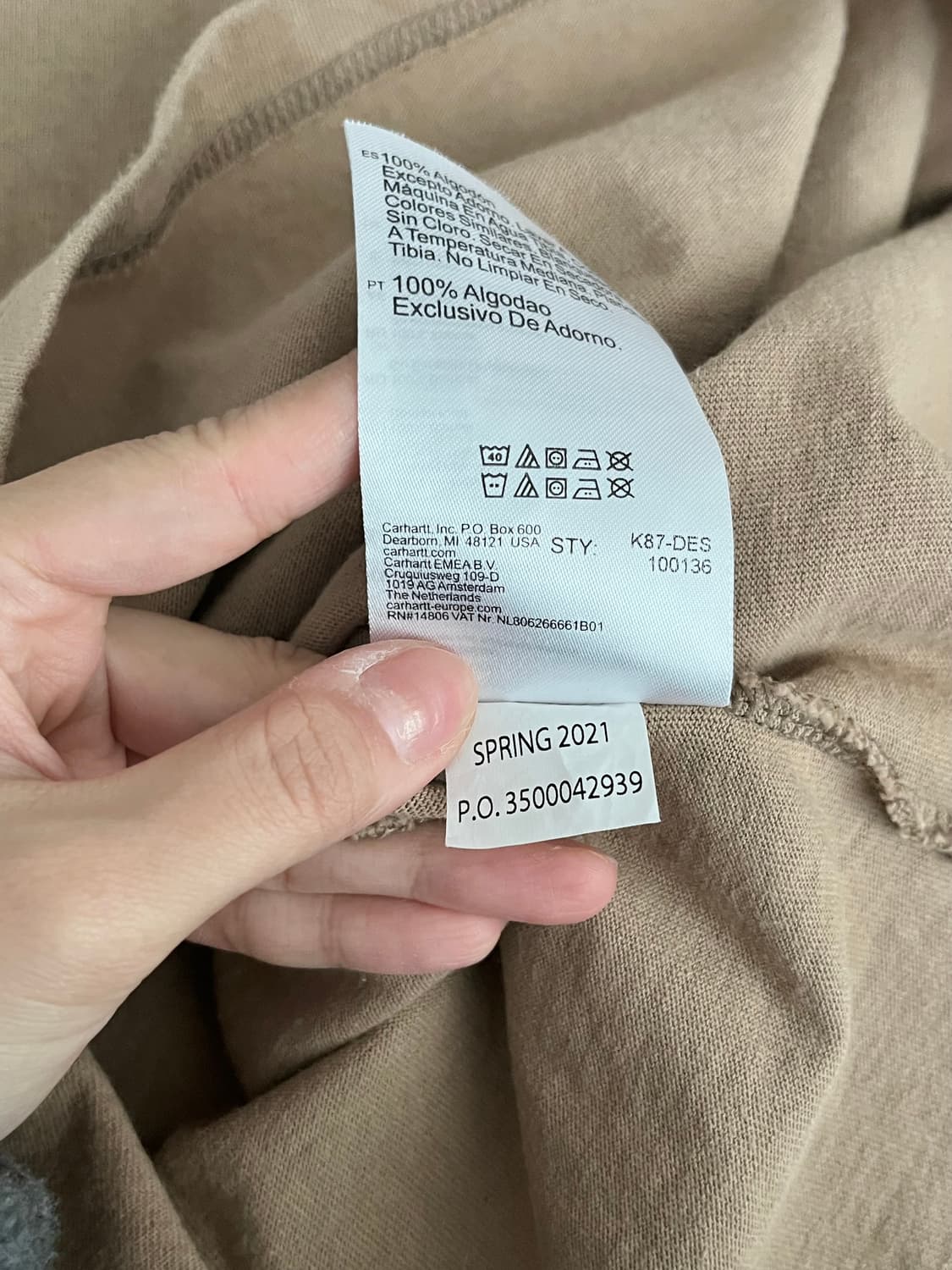 L) 칼하트 루즈핏 포켓 반팔 티셔츠 베이지 상품이미지6