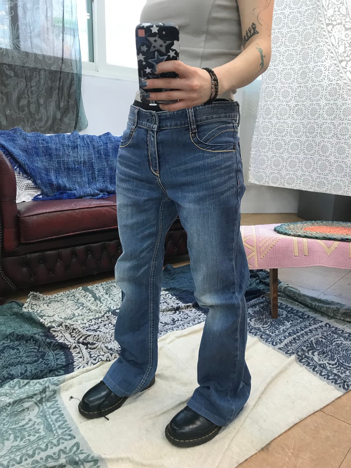 빈티지 패치 워싱 부츠컷 데님팬츠  상품이미지2