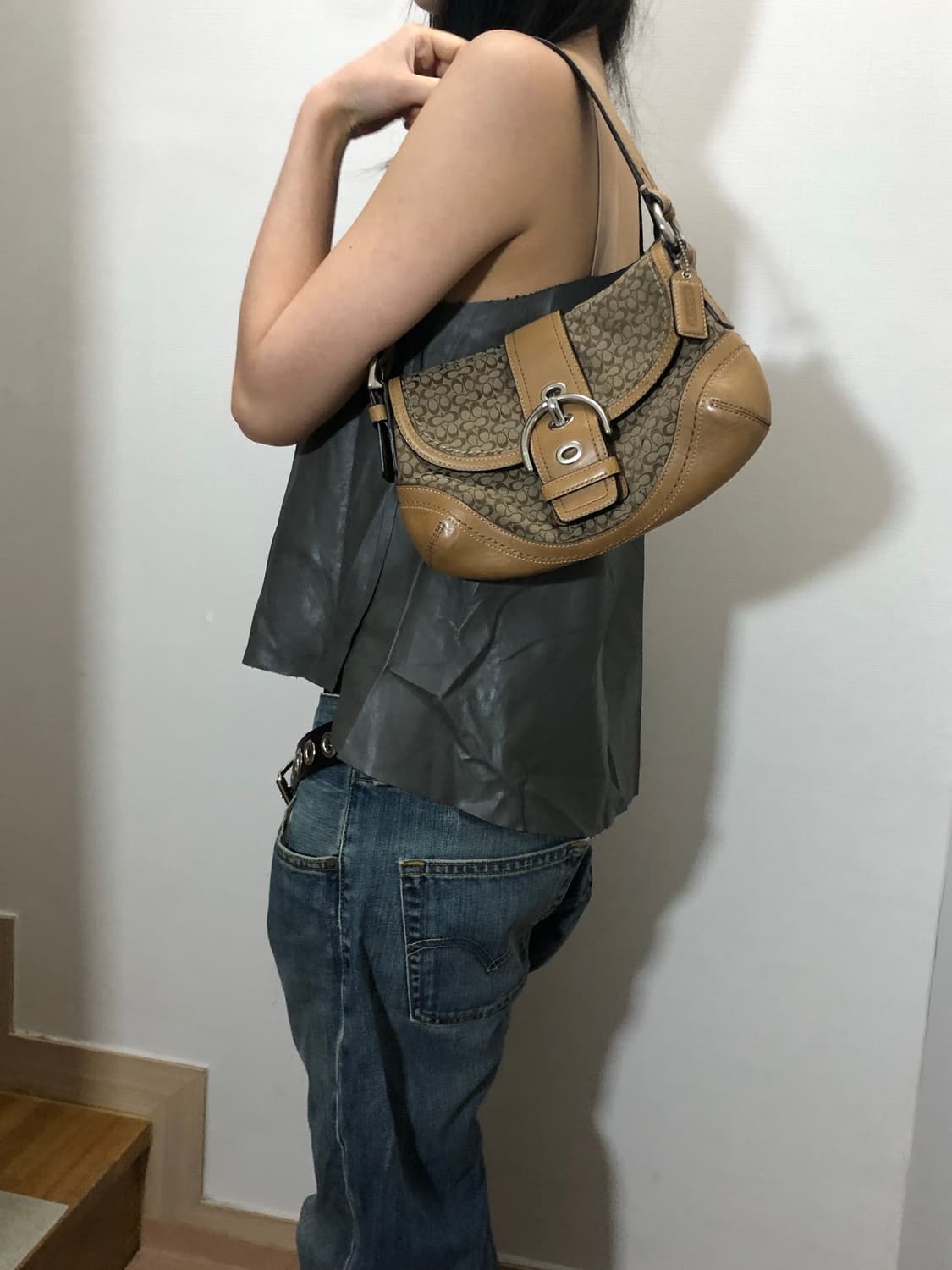 빈티지 코치 브라운 숄더백 상품이미지4