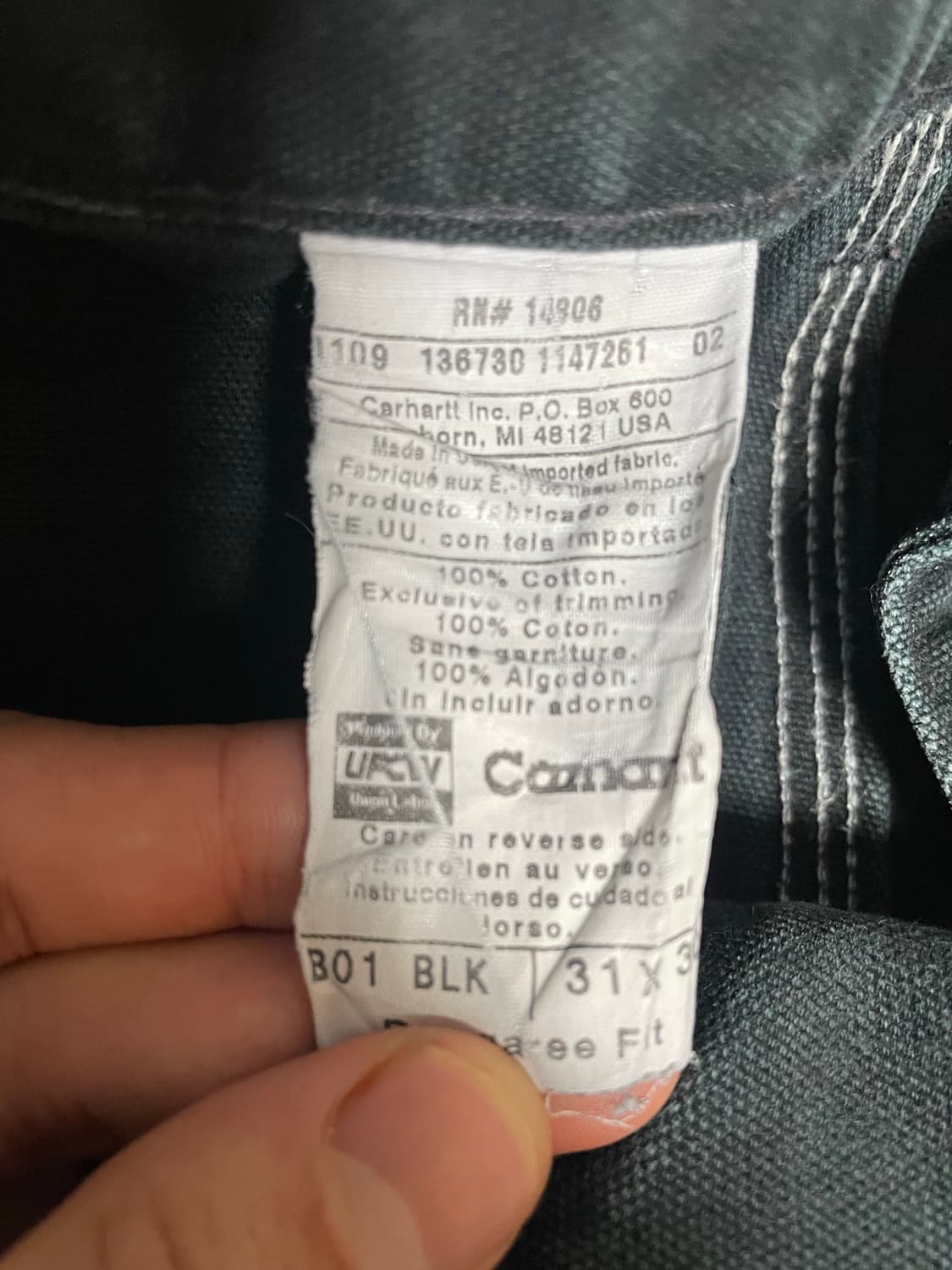 [31x30] 00s 칼하트 더블니 블랙 덩가리 상품이미지3