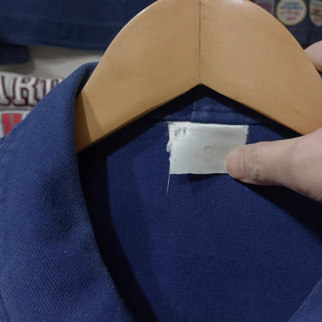  [Vintage] 70s 프렌치 잉크 블루 라운드 칼라 워크 자켓 상품이미지4