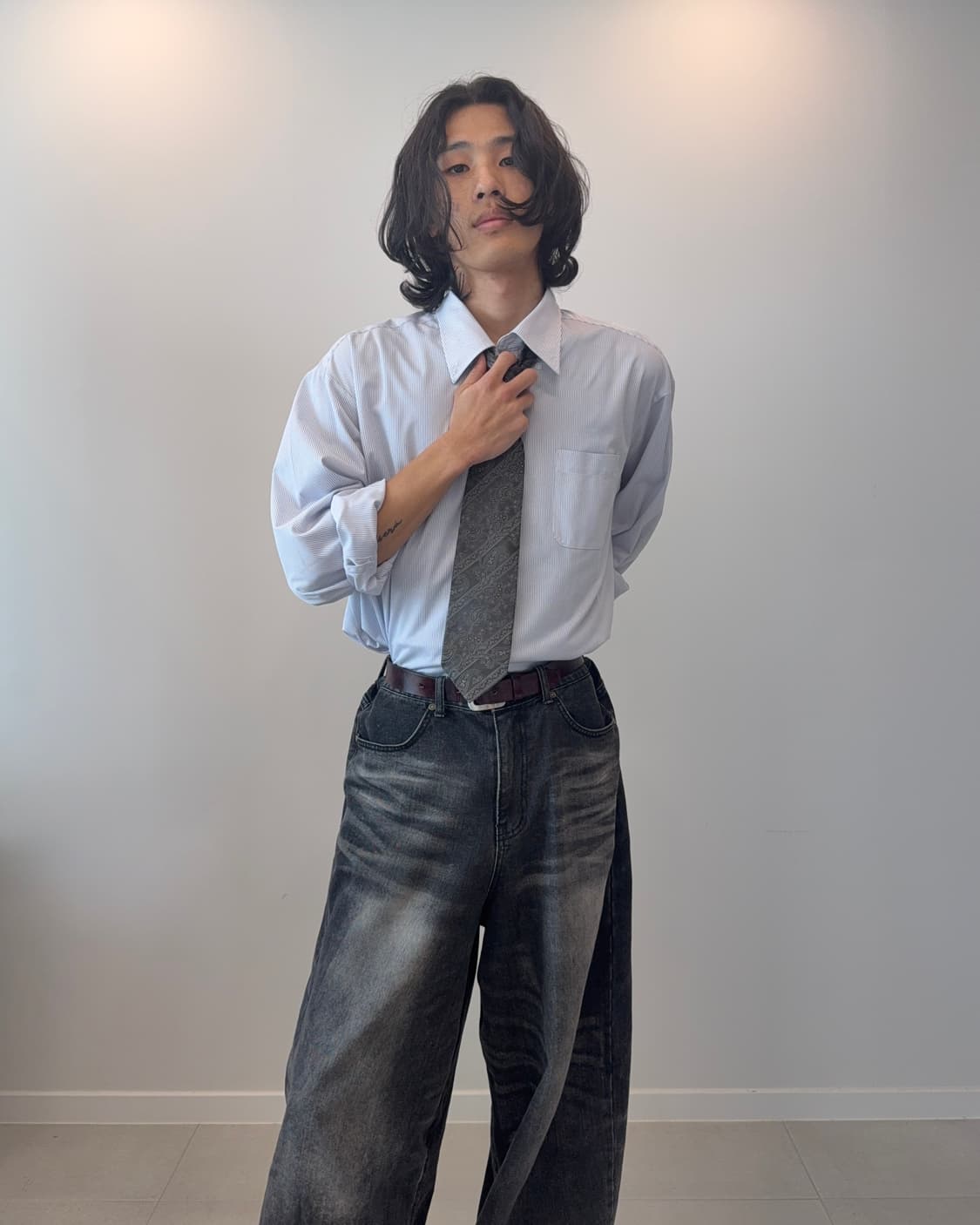 빈티지 드레스 셔츠 & 패턴 넥타이 코디 세트 상품이미지4