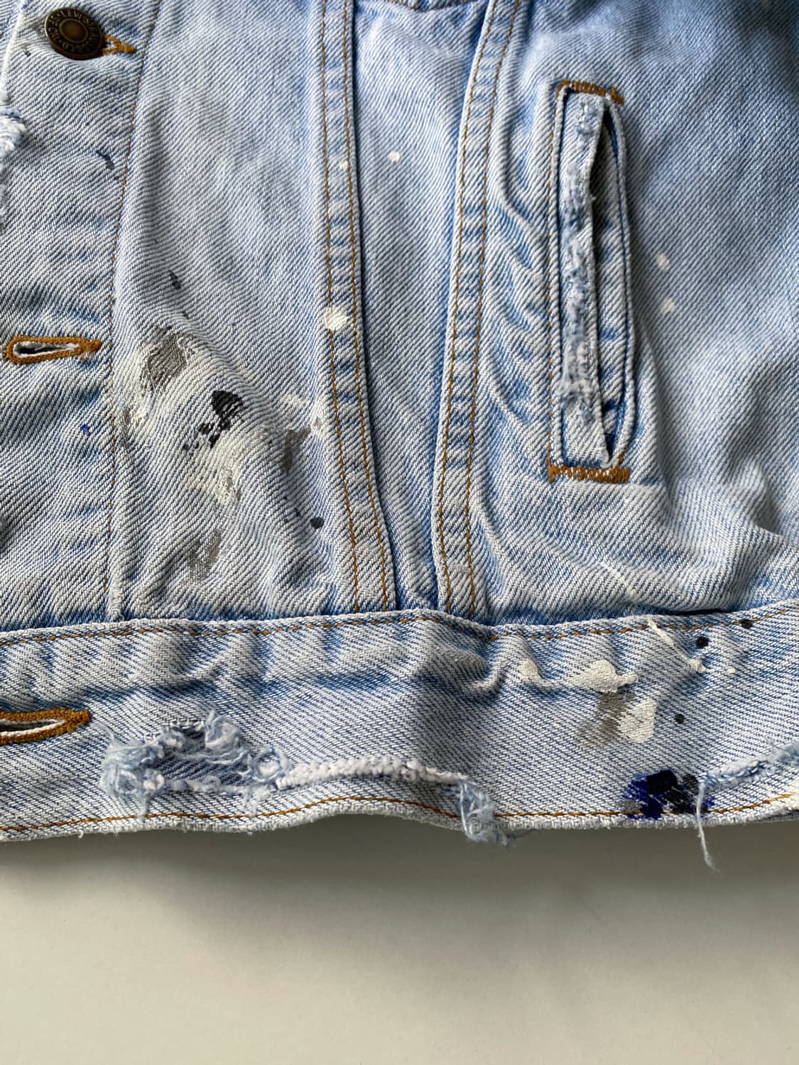 80s 빈티지 리바이스 디스트로이드 페인팅 데님 자켓 상품이미지7