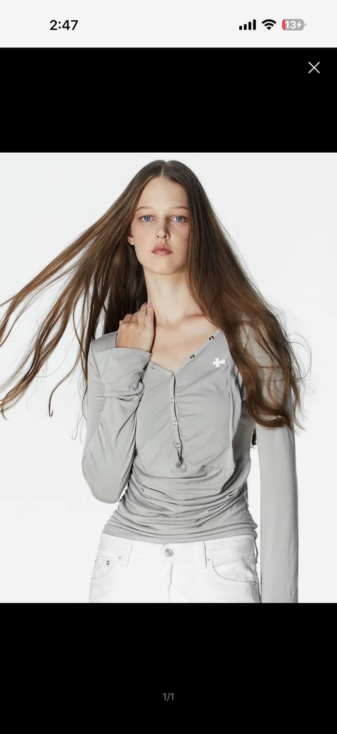 2000아카이브스 DRAPED HENLEY TOP 그레이 상품이미지1