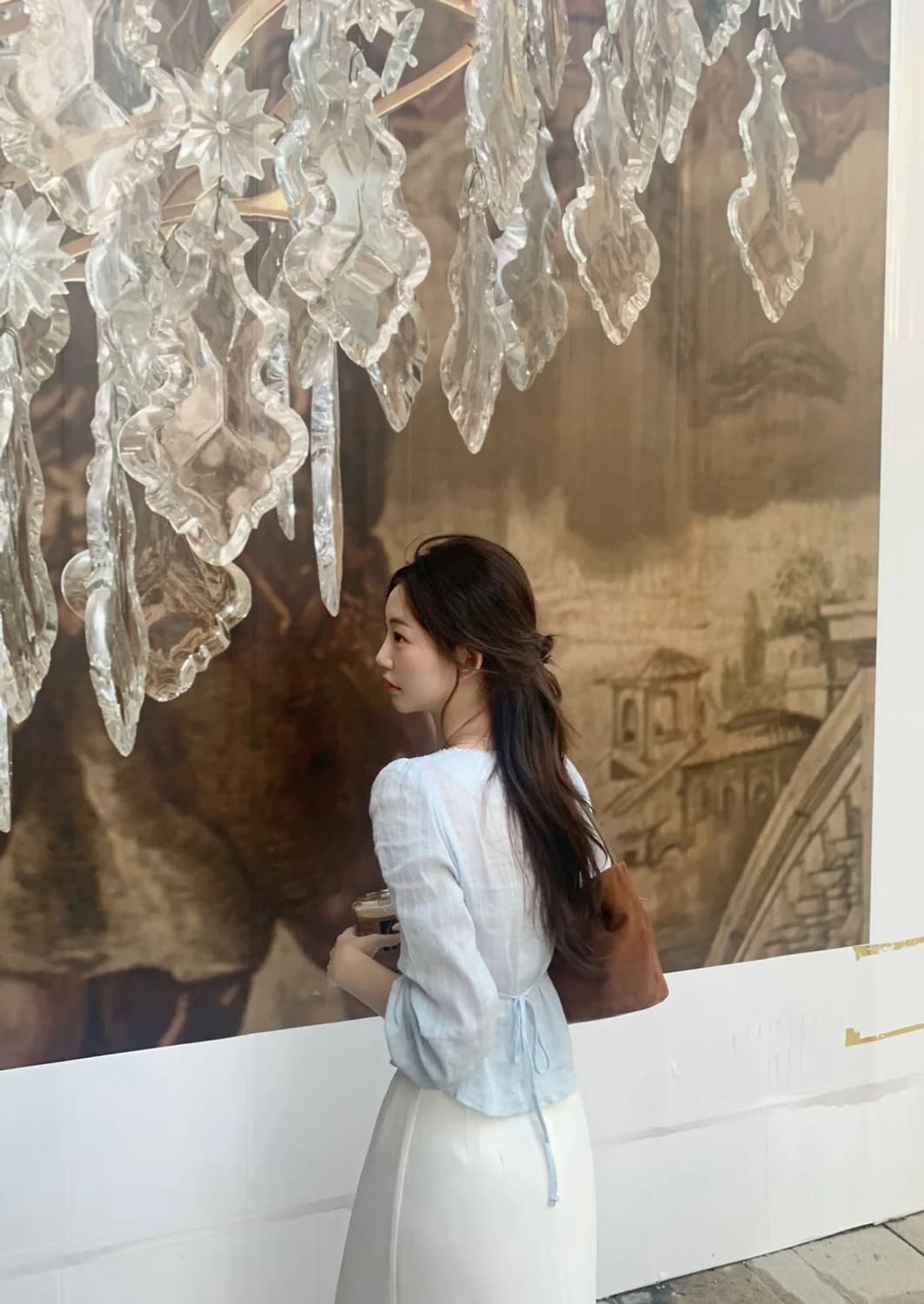 제니오 펄 에스닉 블라우스 베이비블루 상품이미지2