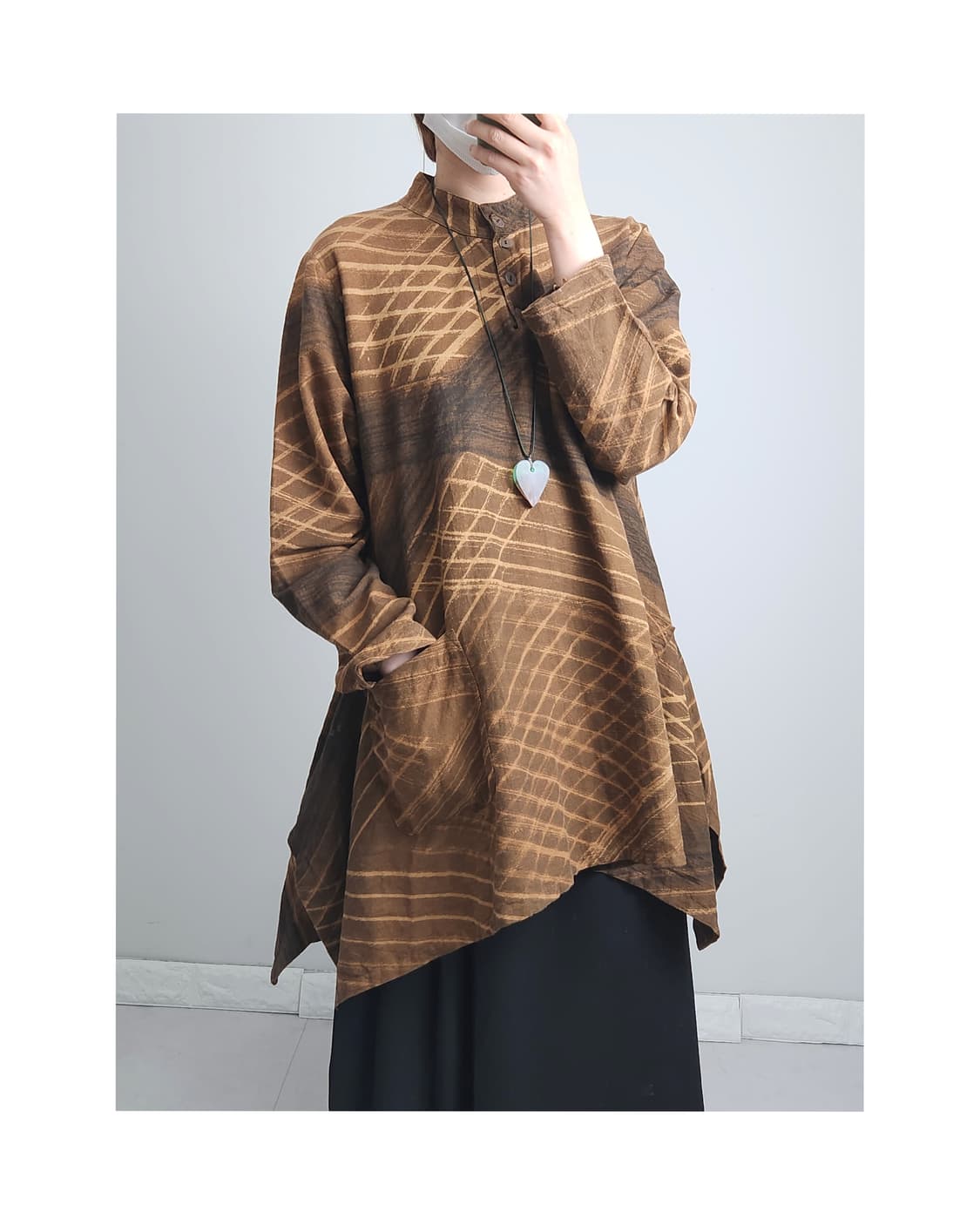 언발 패턴 롱 블라우스 상품이미지1