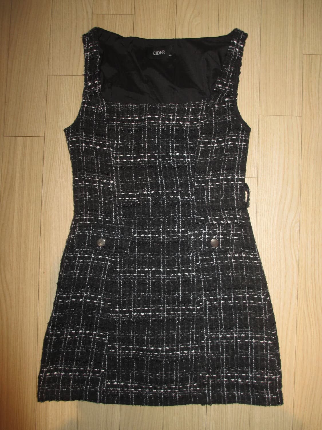 CIDER 블랙 트위드 미니 원피스 상품이미지1