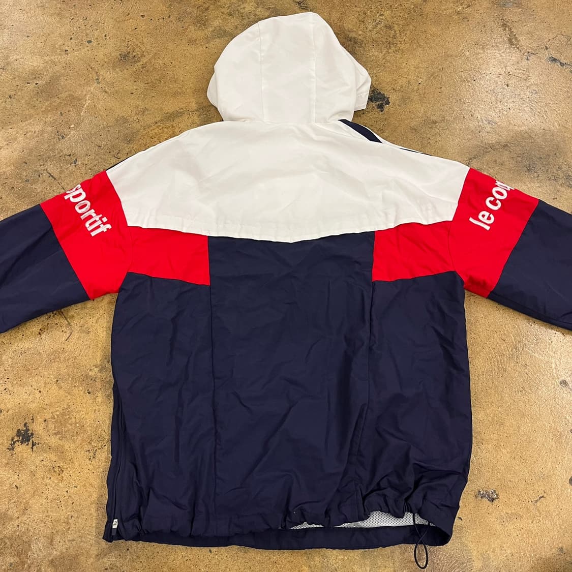 [정품/M] 르꼬끄 화이트 네이비 바람막이 후드 자켓 b15 상품이미지4