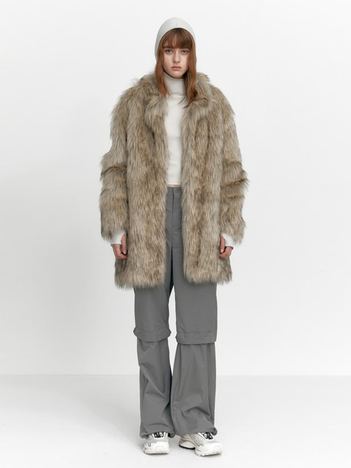 스튜디오테이블 롱헤어 퍼자켓 퍼코트 베이지 상품이미지4