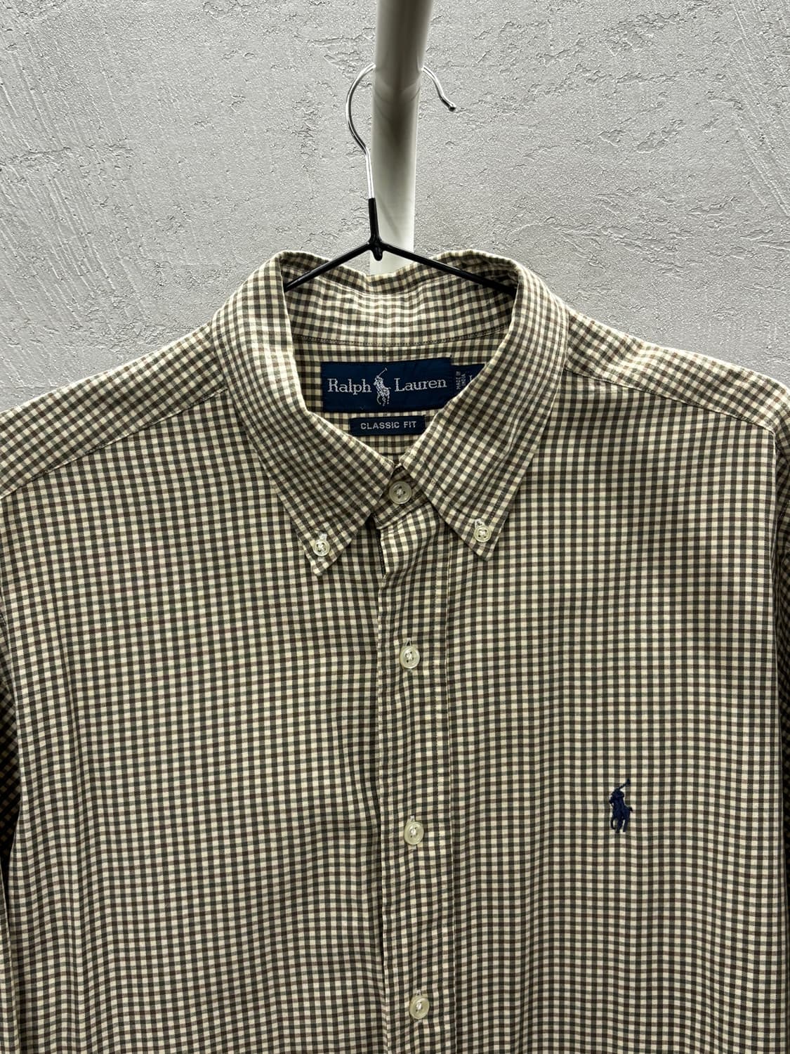 폴로 랄프로렌 깅엄 브라운 셔츠 L 상품이미지3