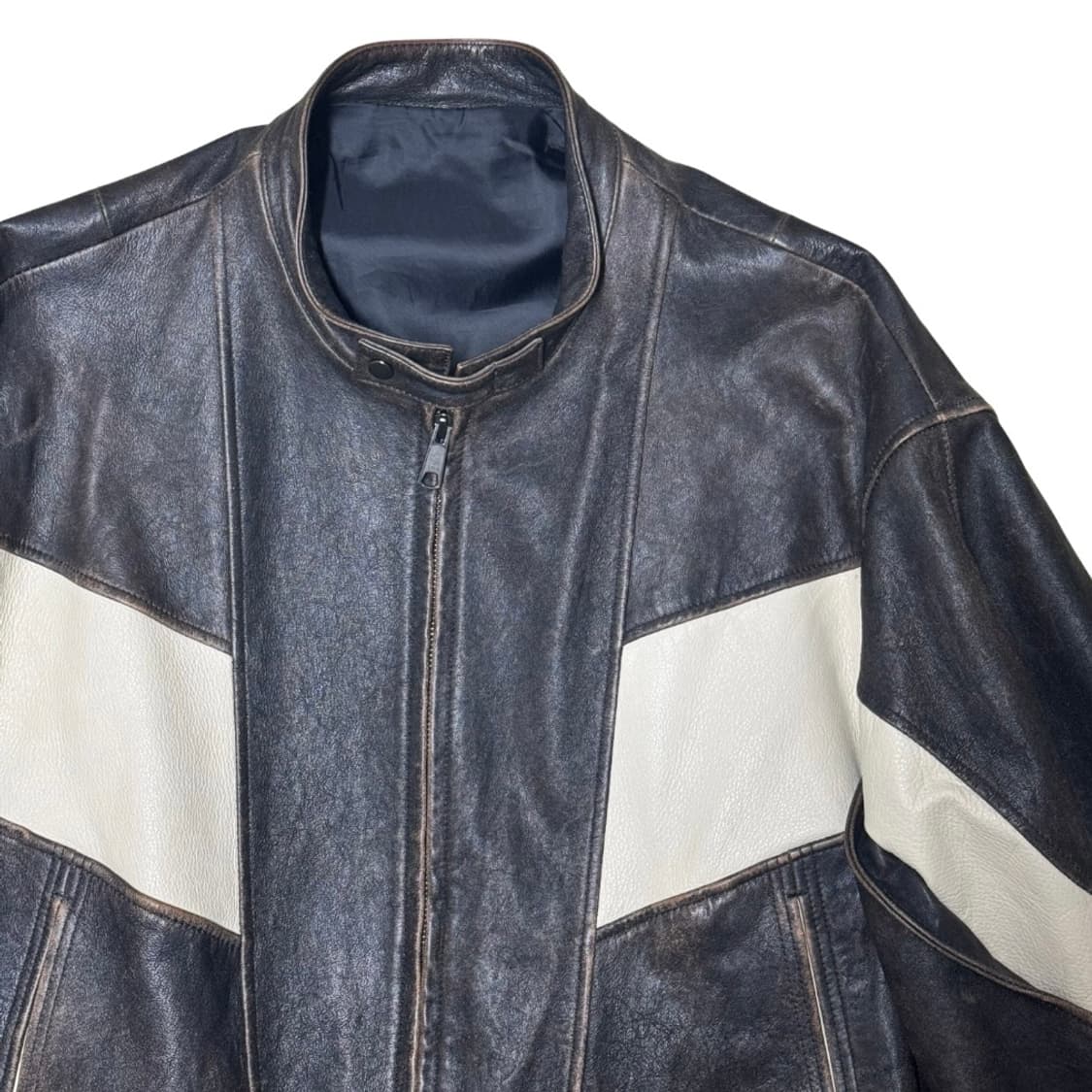 디스트레스 믹스드 레더 점퍼 상품이미지8