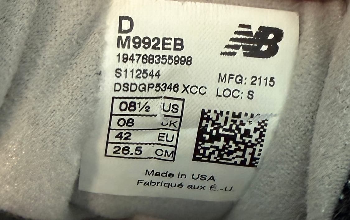 뉴발란스 992 블랙그레이 265 (M992EB) 상품이미지10