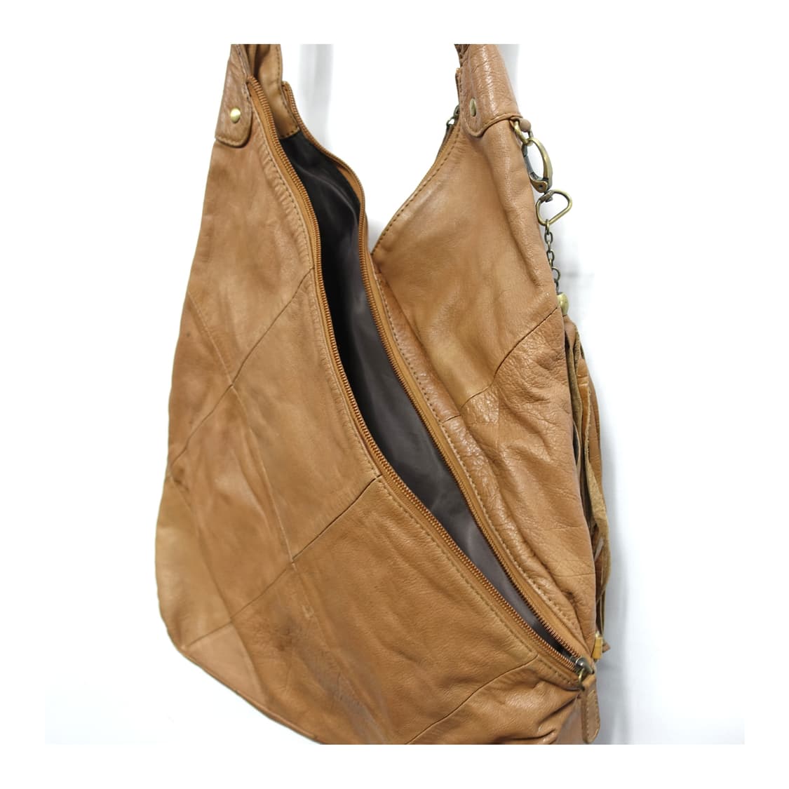 빈티지 태슬 디테일 브라운 레더 오리가미백 상품이미지9