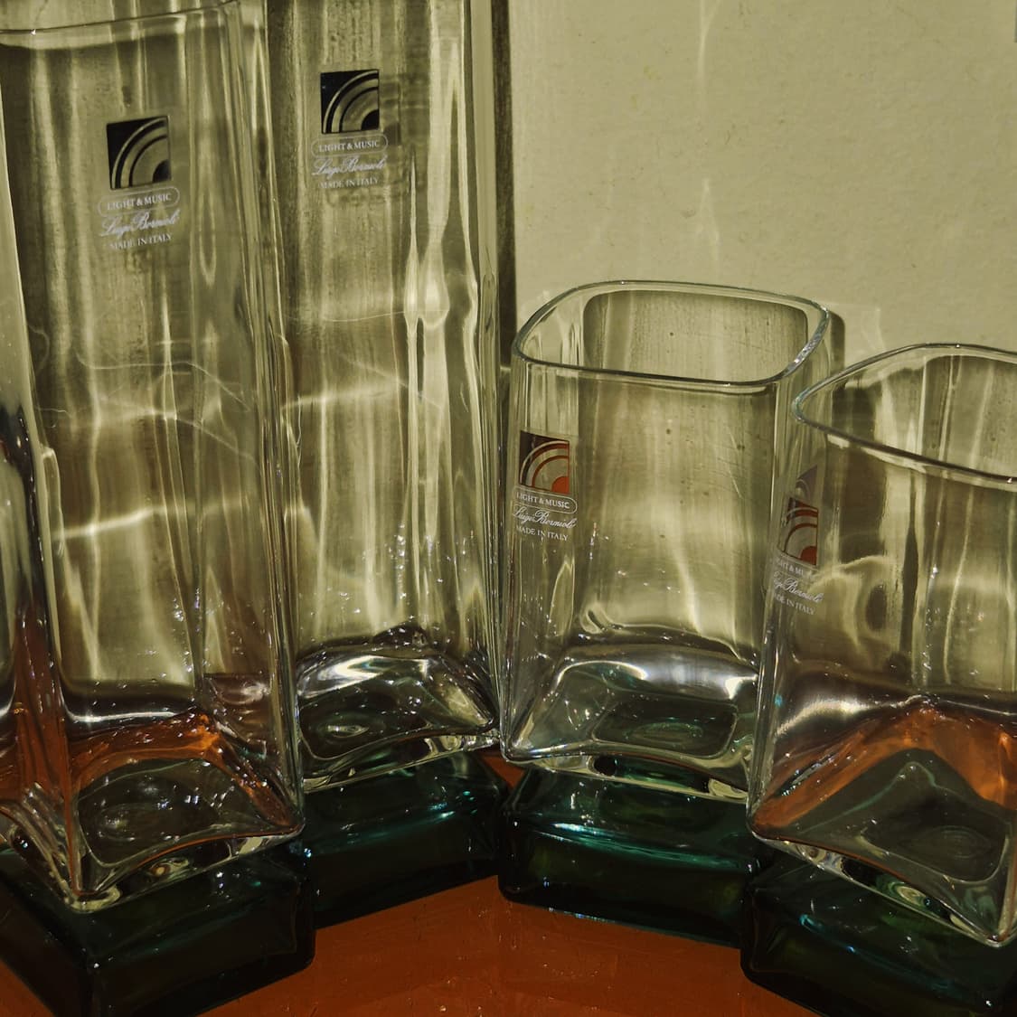 90s 이탈리아 루이지 에메랄드 스퀘어 잔 1p 상품이미지10