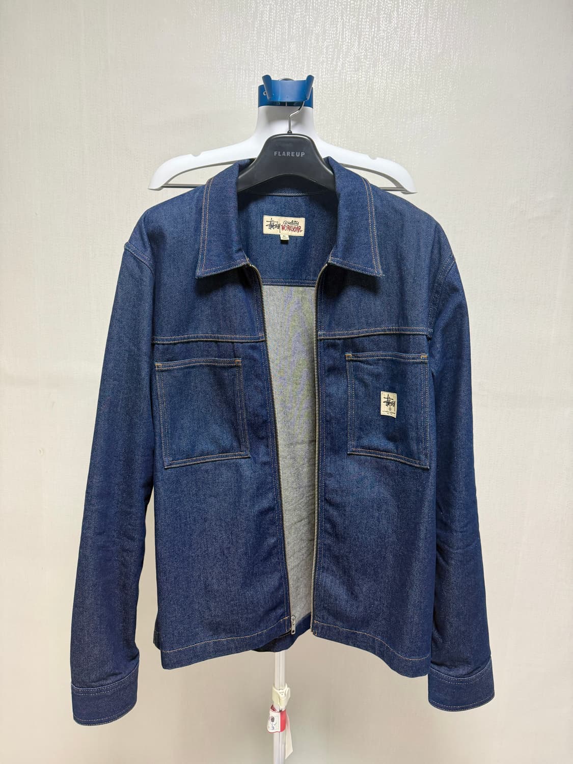 스투시 데님 집업 워크 셔츠 인디고 XL 상품이미지4