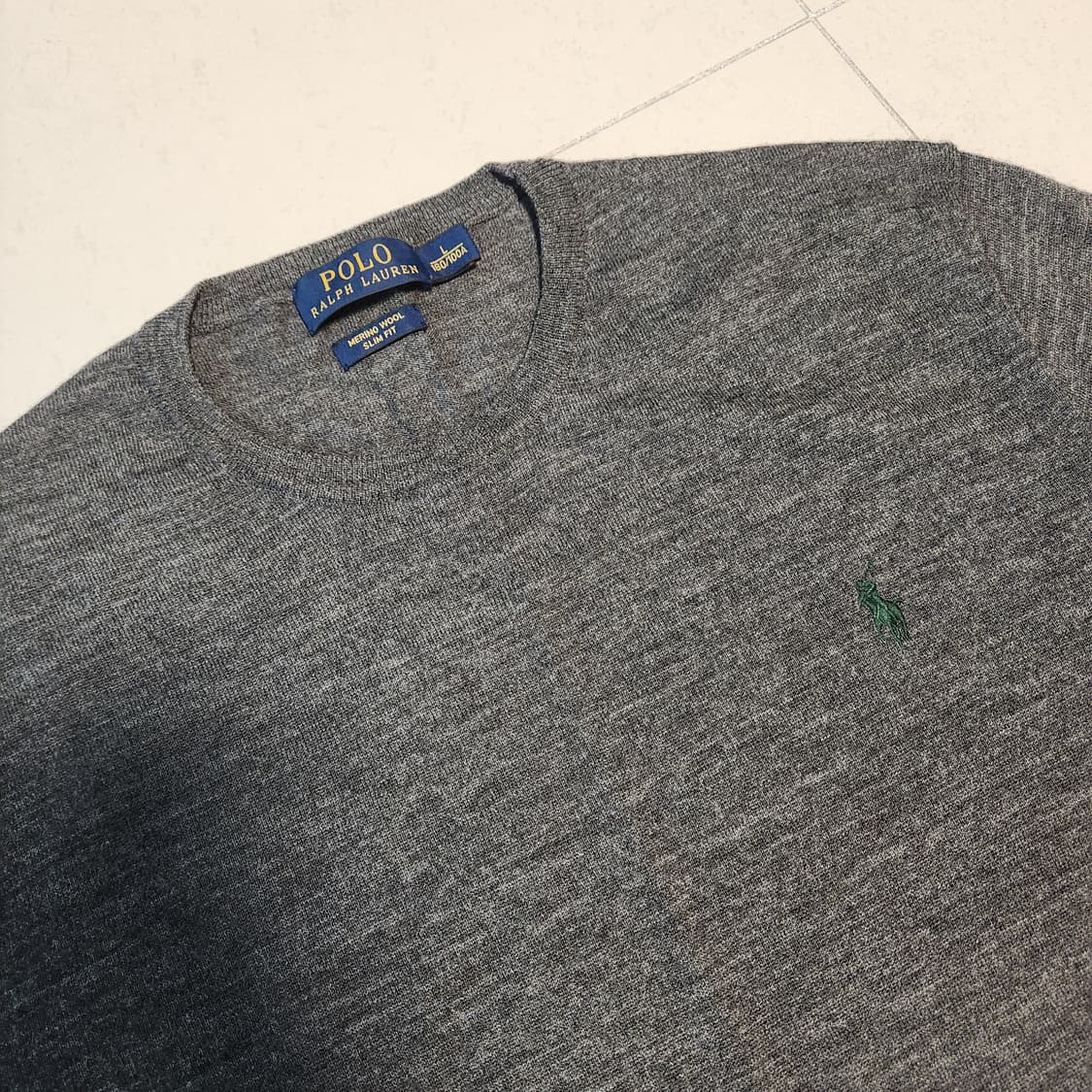 폴로 랄프로렌 메리노울 슬림핏 니트 회색 상품이미지1