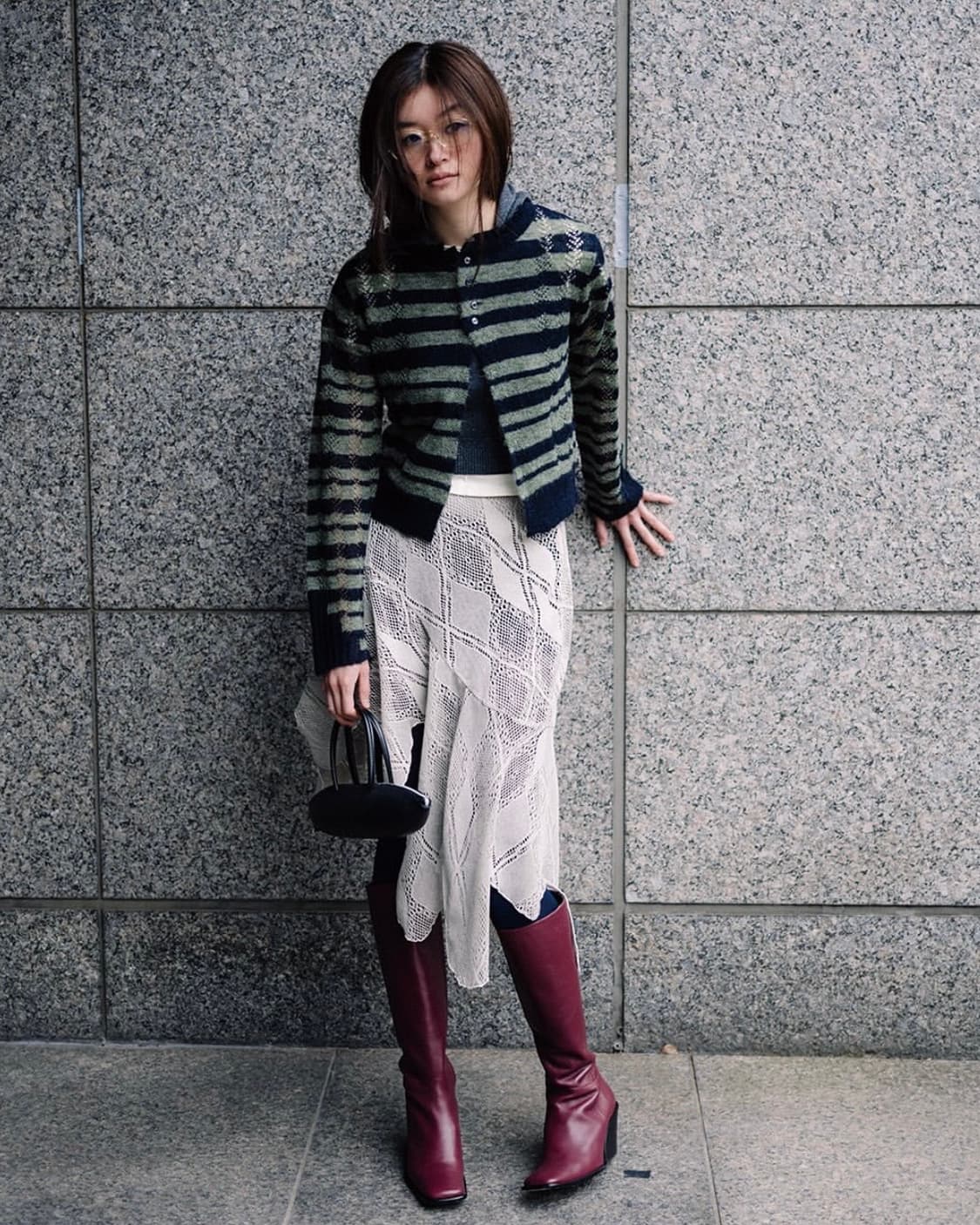 [S]퍼버즈 25fw 니트 레이스 스커트/베이지 상품이미지3