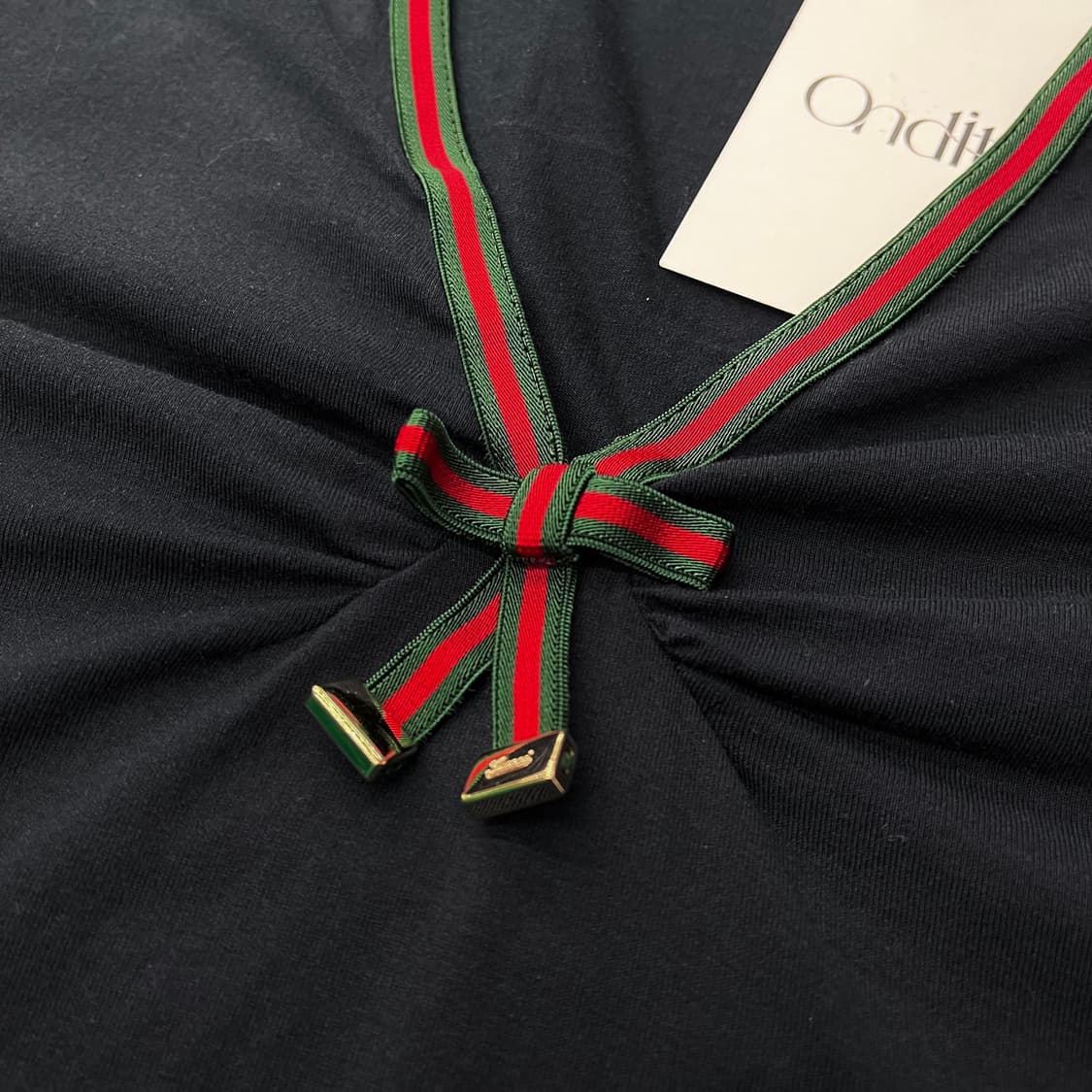 (중고)Gucci 구찌 삼선 블랙 리본 티셔츠 상품이미지4