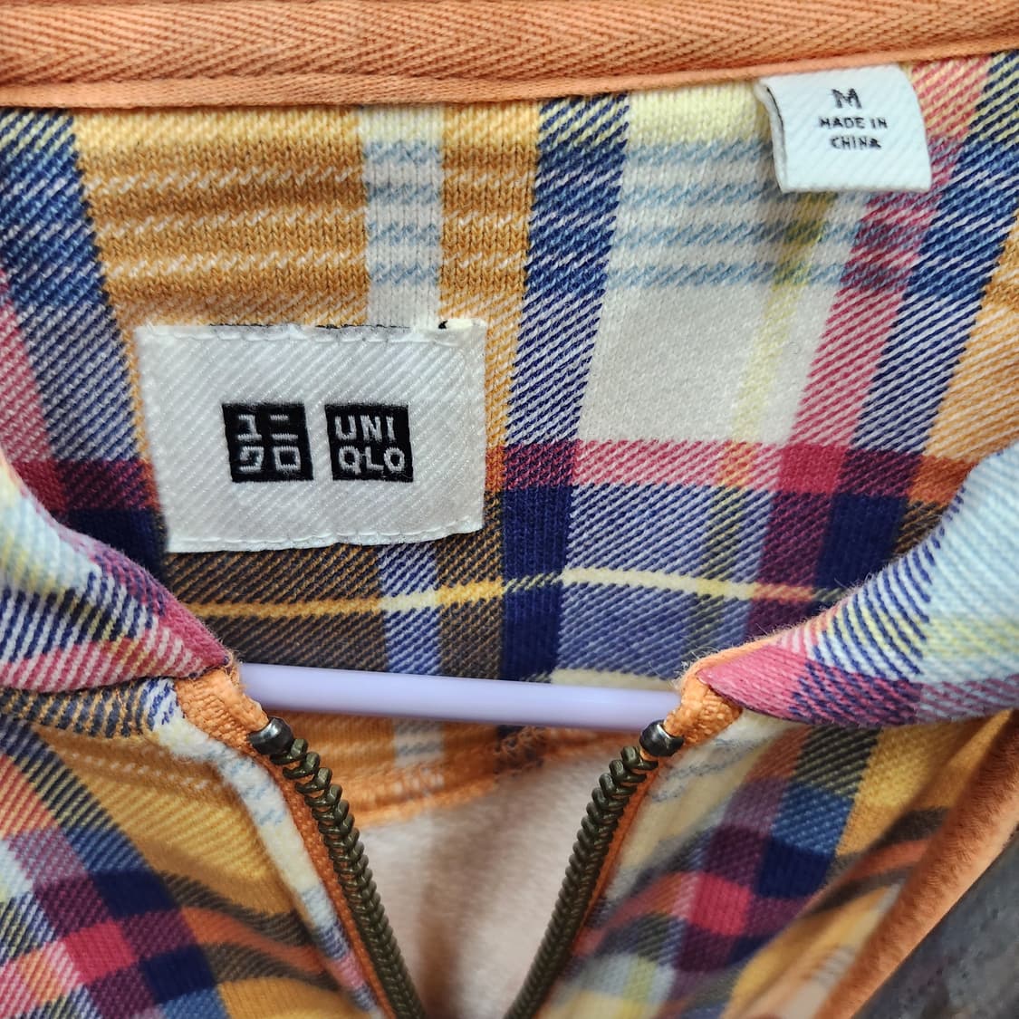 유니클로 체크패턴 후드집업 M 상품이미지4