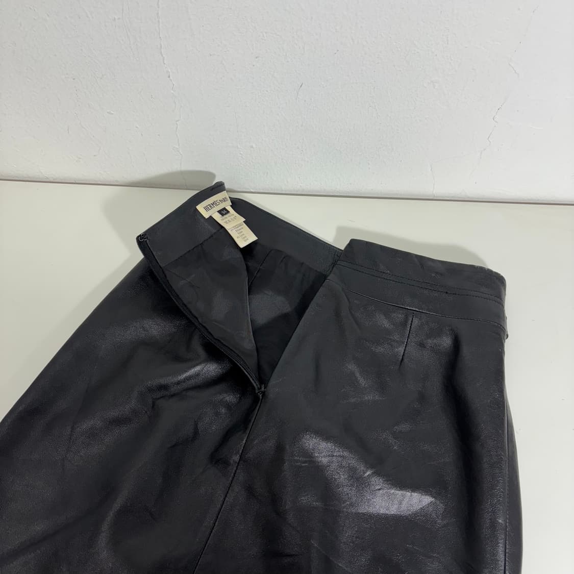 34 에르메스 블랙 벨트 앞트임 A라인 레더 스커트 상품이미지4