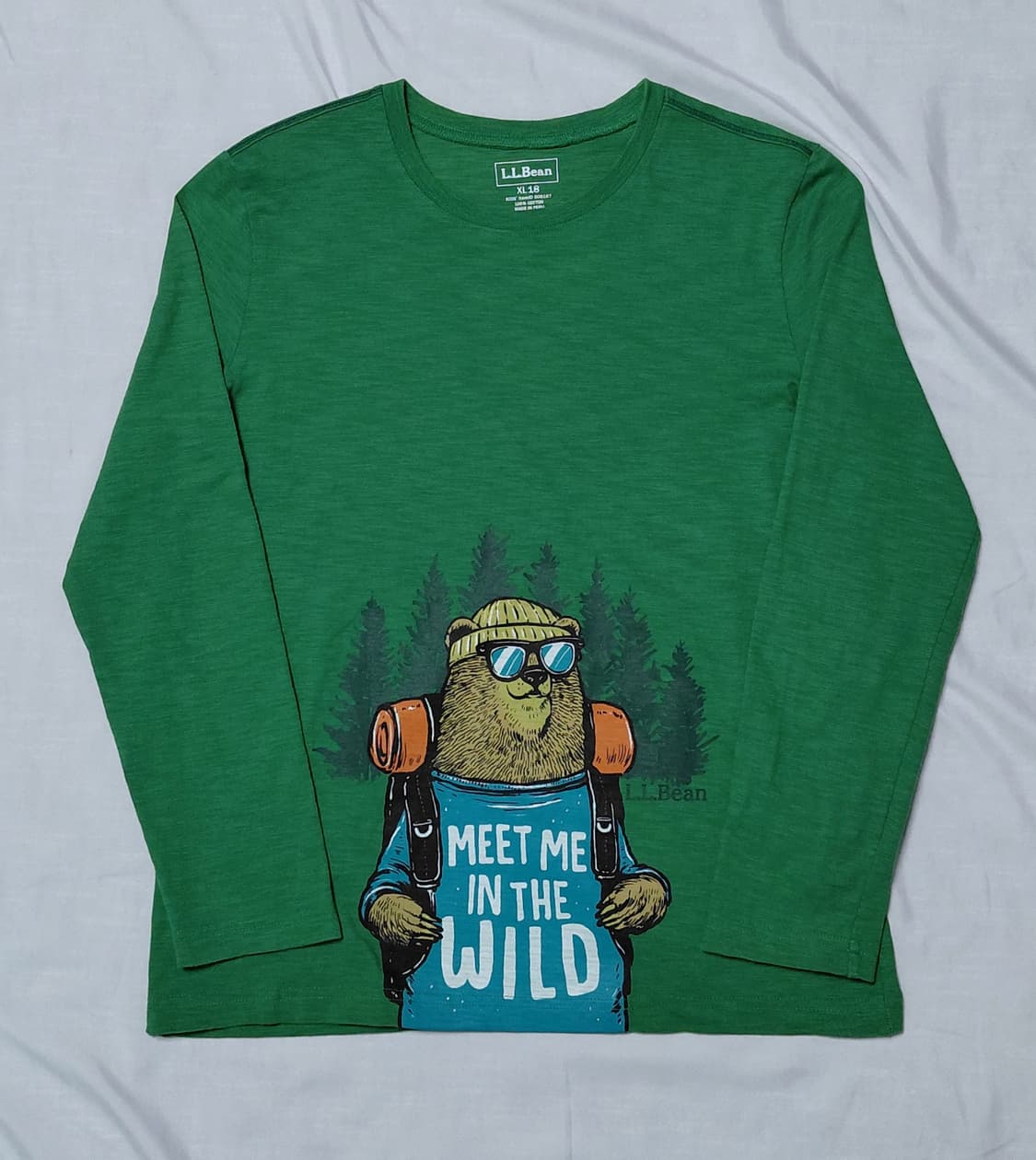 [L.L.Bean/XL] 엘엘빈 키즈 그래픽 긴팔 티셔츠 (그린) 상품이미지1