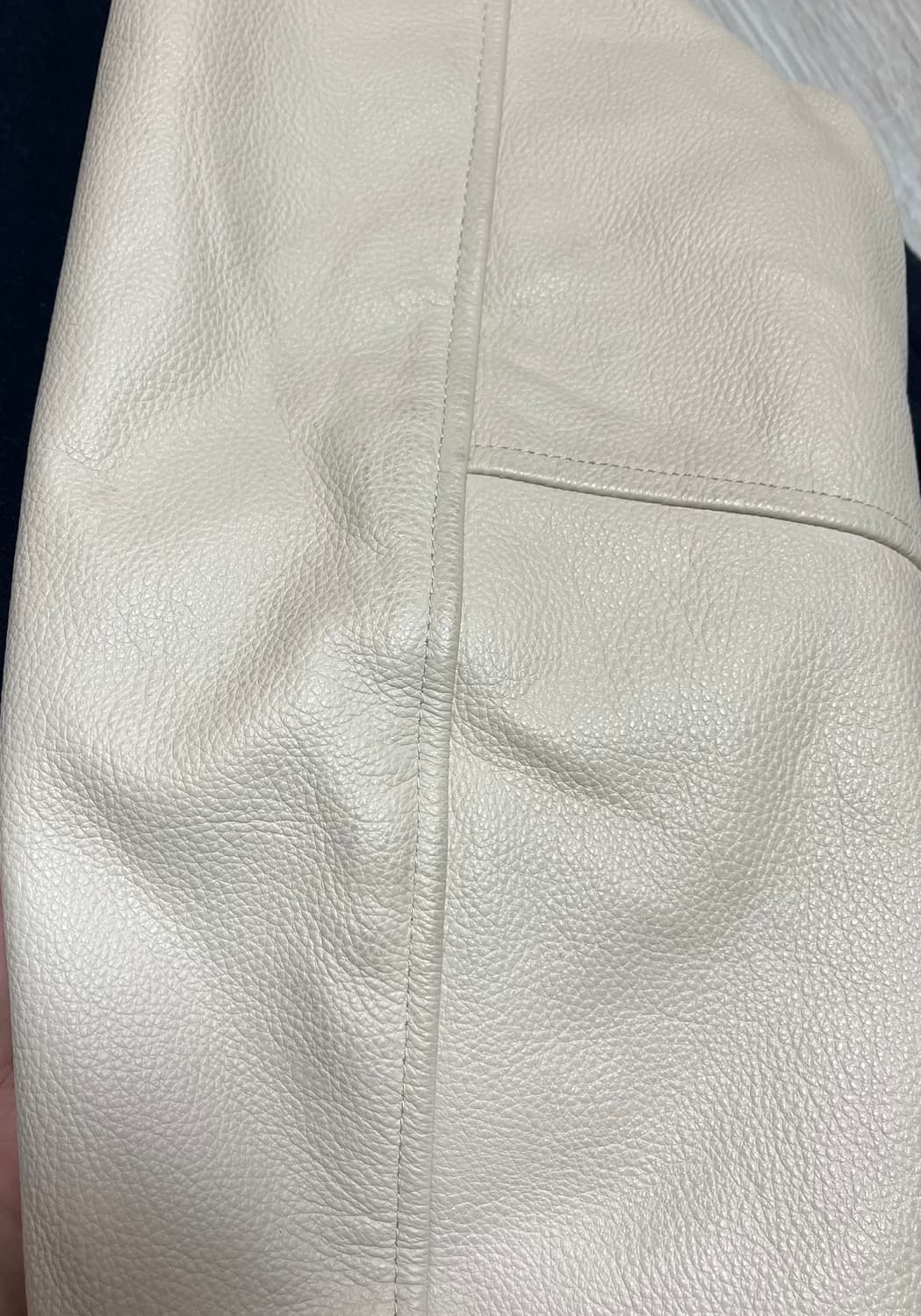 프리즘웍스 카우하이드 레더 바시티 자켓 네이비 L 상품이미지3