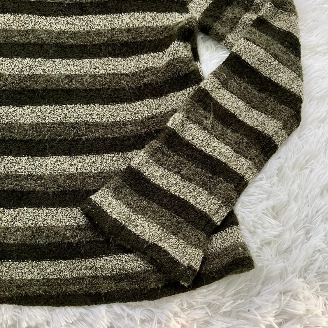 빈티지 카키 스트라이프 니트 긴팔 953 y2k 스트릿 갸루 펑키 일본빈 상품이미지3