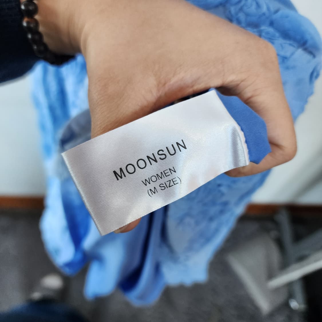 MOONSUN 하늘색 입체적 장미 엠보싱 롱 원피스 상품이미지8