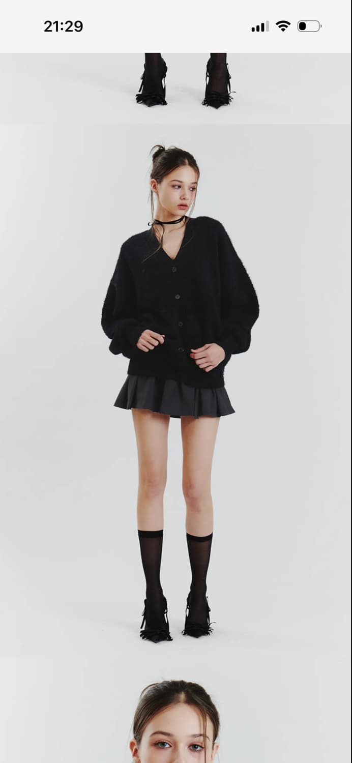 페인오어플레져 에바 퍼 가디건 블랙 상품이미지2