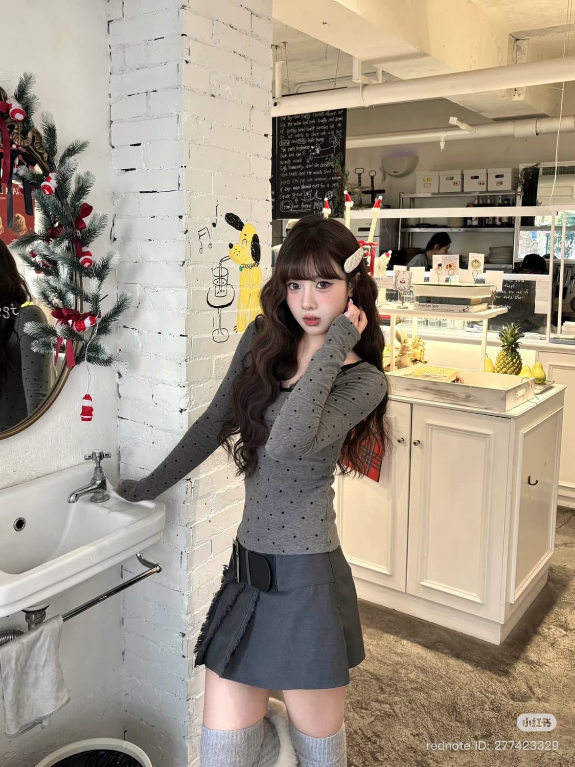 [새상품/택O] 발레코어 도트 리본 긴팔 LA POMME petit 감성 상품이미지2