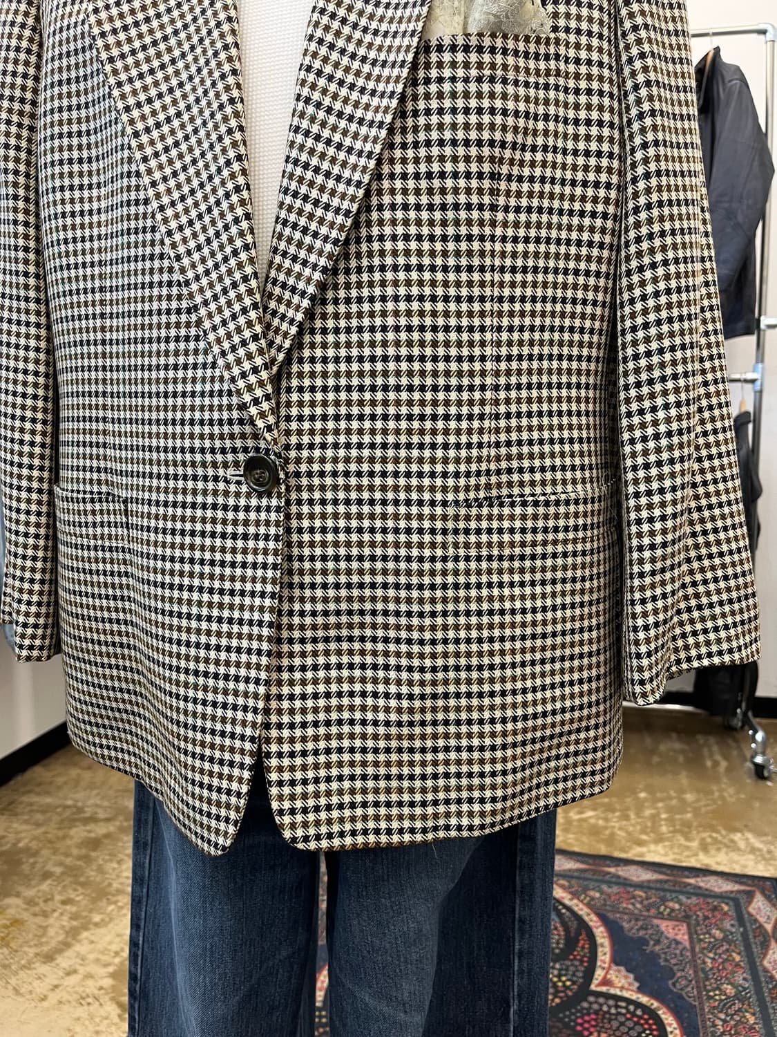 80s 버버리 울 블렌드 체크 테일러드 자켓 상품이미지4