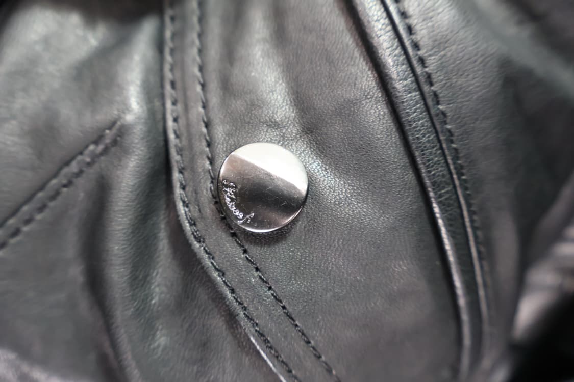 Vintage Black Hige Neck Leather Jackets 상품이미지6
