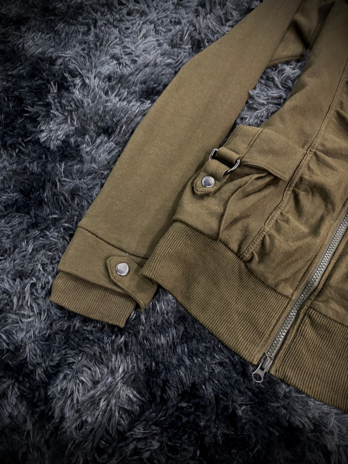 y2k 카키 셔링 후드집업 상품이미지4