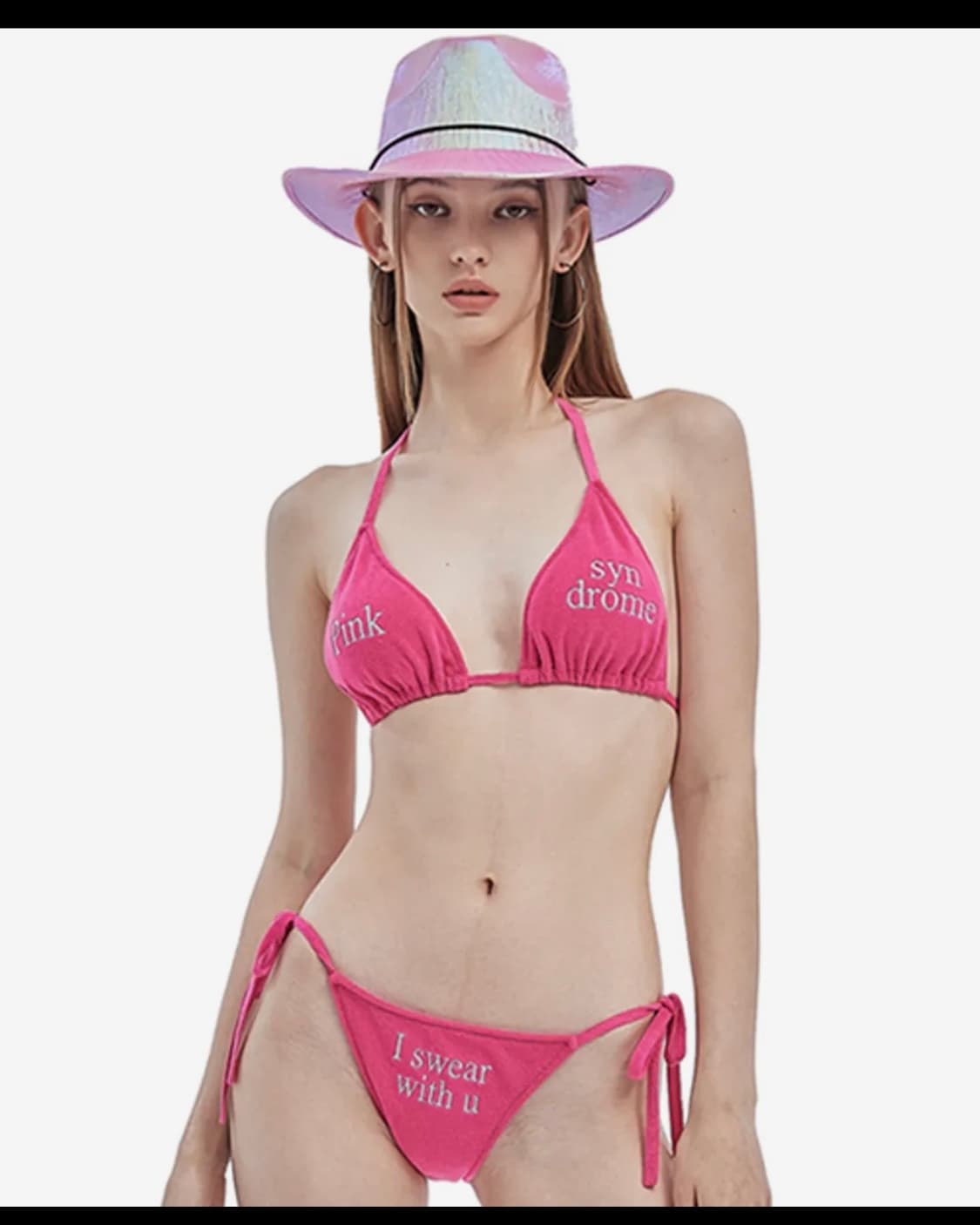 크랭크 레터링 테리 비키니 핫핑크 상품이미지5