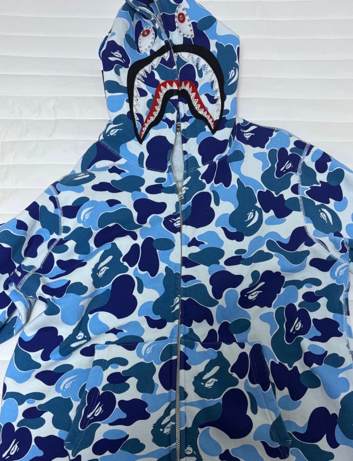 베이프 ABC 카모 크리스탈 스톤 샤크 풀 집 후드 블루 bape 상품이미지2
