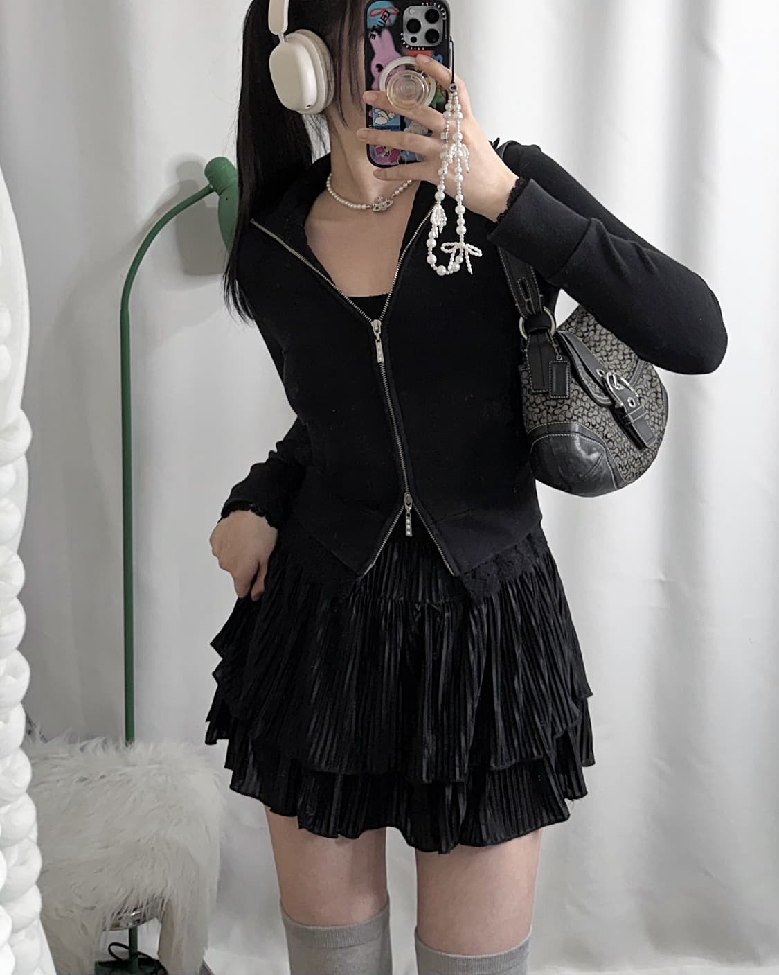 블랙 레이스 투웨이 집업 자켓 상품이미지2