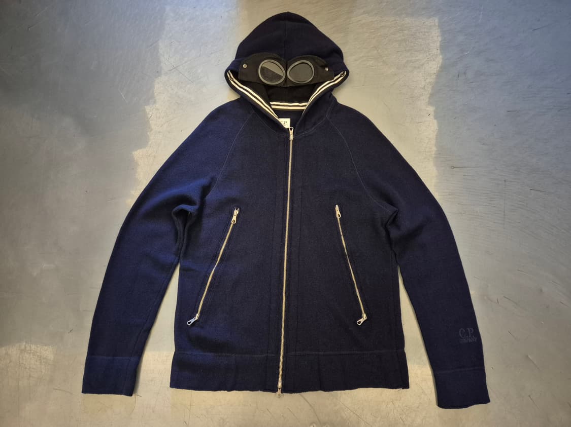 00s C.P COMPANY 고글 후드 니트 짚업 상품이미지1