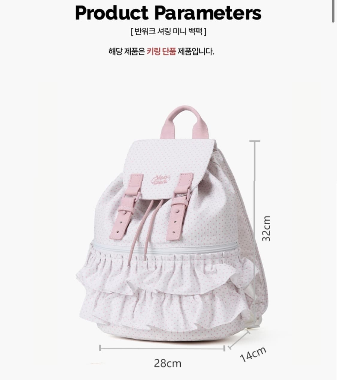 반워크 셔링 미니 백팩 그레이 도트 여름가방 여행가방 상품이미지3