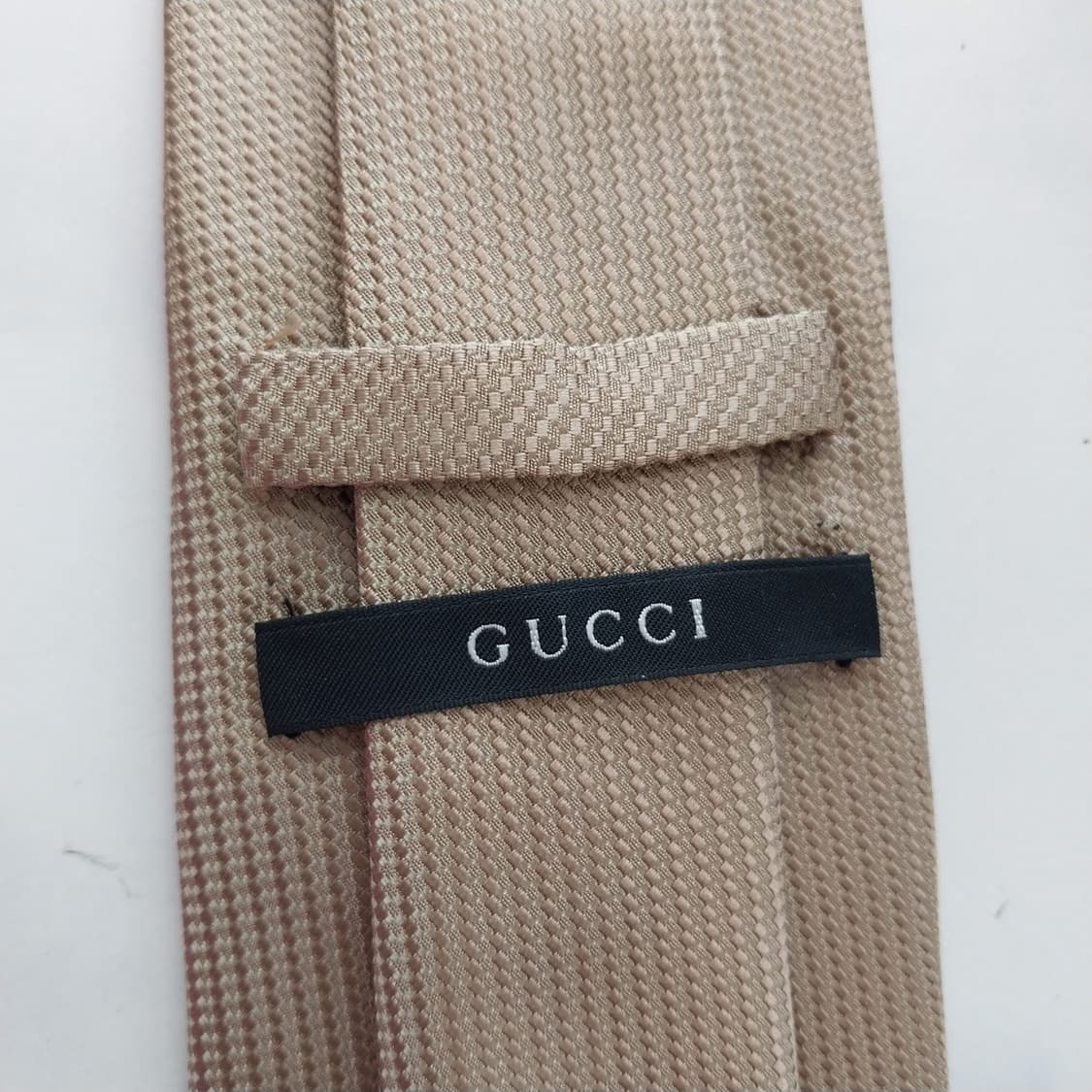 구찌 실크 진한 베이지 자카드 넥타이 8cm A+등급 K2552 상품이미지8