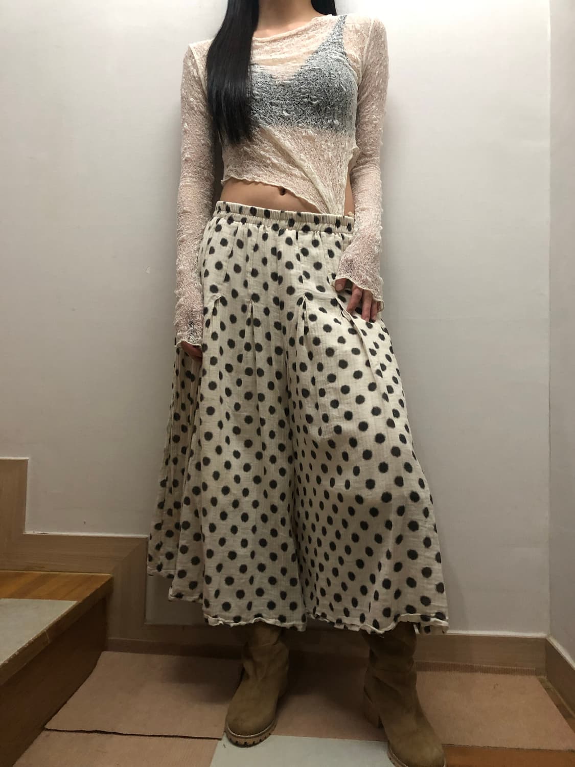 빈티지 화이트 도트 벌룬 팬츠 상품이미지4