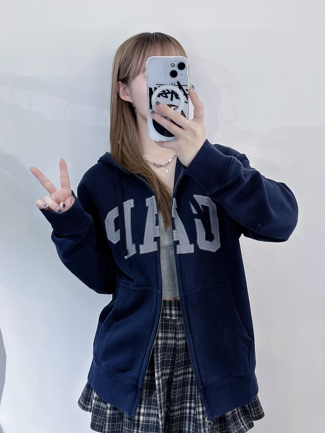 갭 네이비 빅로고 후드집업 상품이미지2