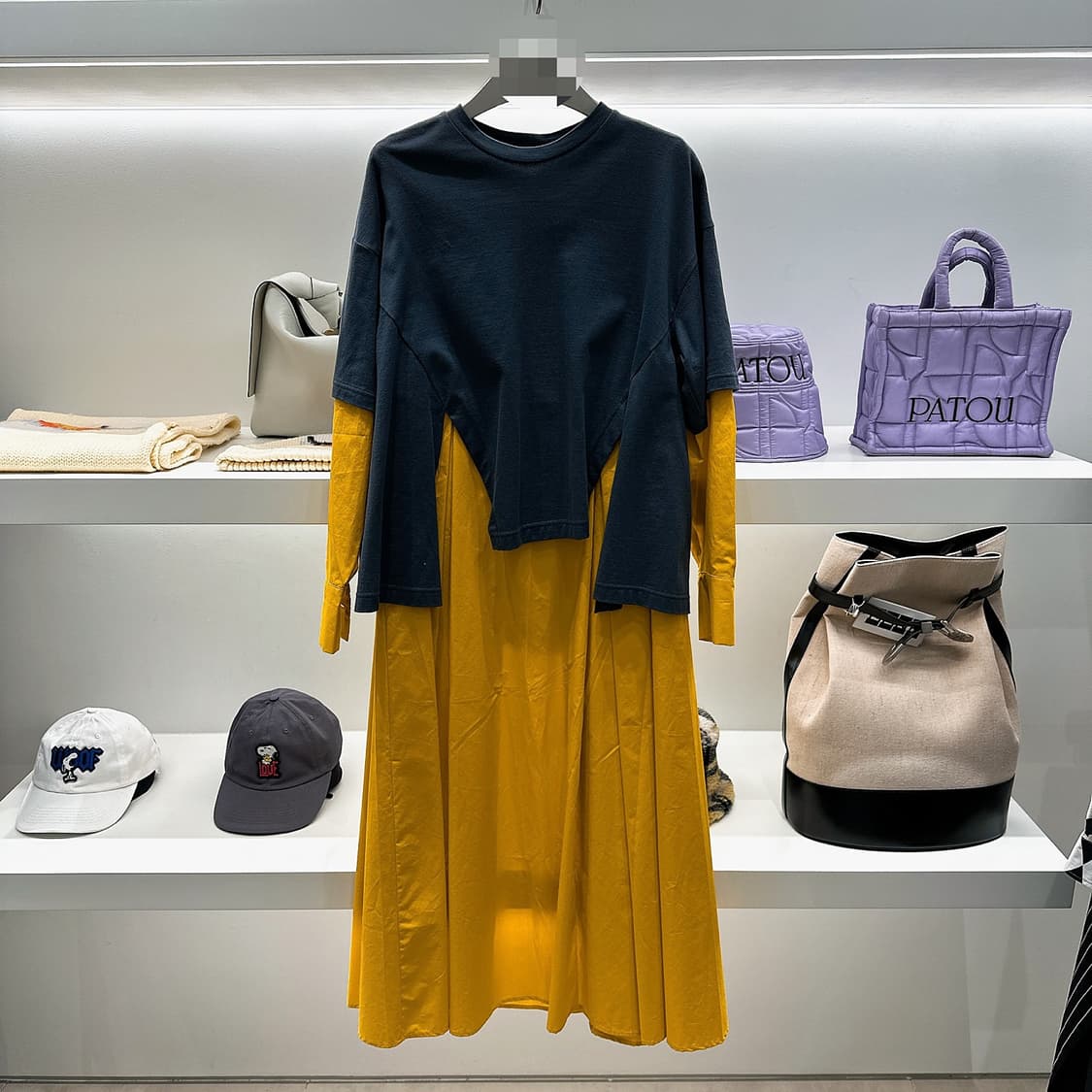 엔폴드 여성 네이비 옐로우 셔츠 드레스 상품이미지3